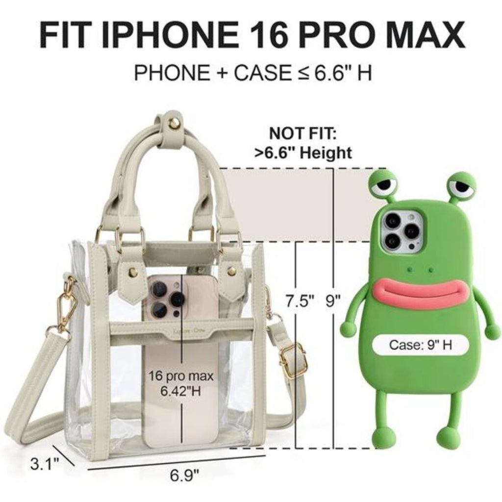 Clear Stadium-Approved Crossbody Bag Transparent Purse with Faux Leather Trim