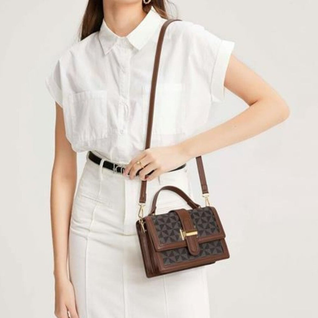 Crossbody Bags Top Handle Purses for Lady, Brown Vegan Leather Women's Handbags