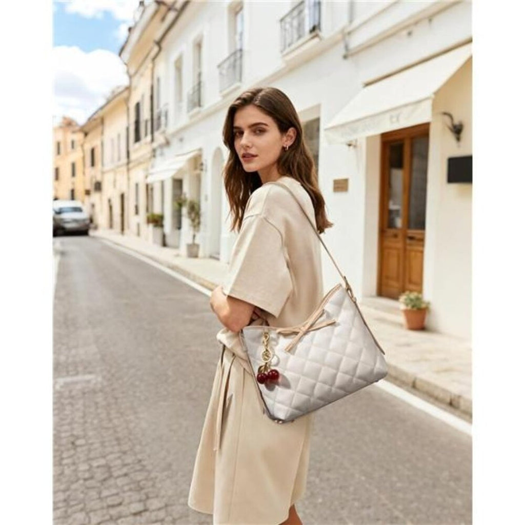 White Purse for Women – Soft Leather Quilted Hobo Handbag Crossbody Shoulder Bag