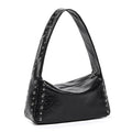 Black Studded Y2K Shoulder Bag for Women Small Vegan Leather Purse Chic