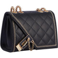 Quilted Crossbody Bag Black Vegan Leather Shoulder Bag Fashion Chain Small Purse