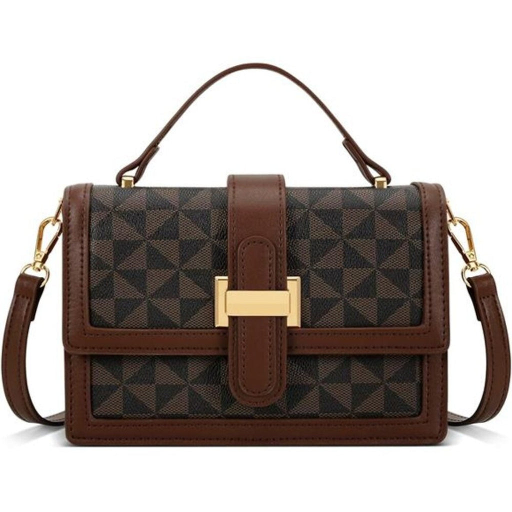 Crossbody Bags Top Handle Purses for Lady, Brown Vegan Leather Women's Handbags