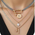 3 Pcs Gold Statement Necklace Muliti Layered Necklaces for Women Chunky Two Tone
