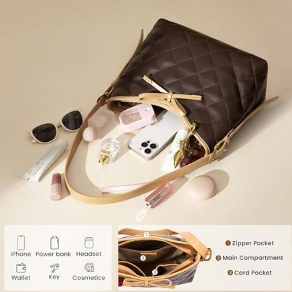 White Purse for Women – Soft Leather Quilted Hobo Handbag Crossbody Shoulder Bag