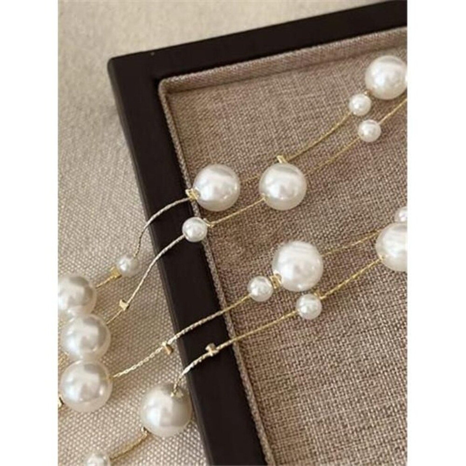 Long Lab Pearl Necklaces Three-Strand Long Chains Beads Necklaces & Earrings