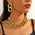 Acrylic Gold Tone  Chunky Chain Elegant Necklace Earrings Set