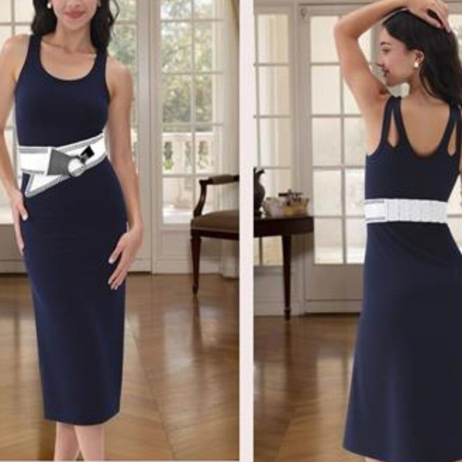 Fashion Wide Waist Belt Elastic Stretch Cinch Belts With Interlock Buckle White