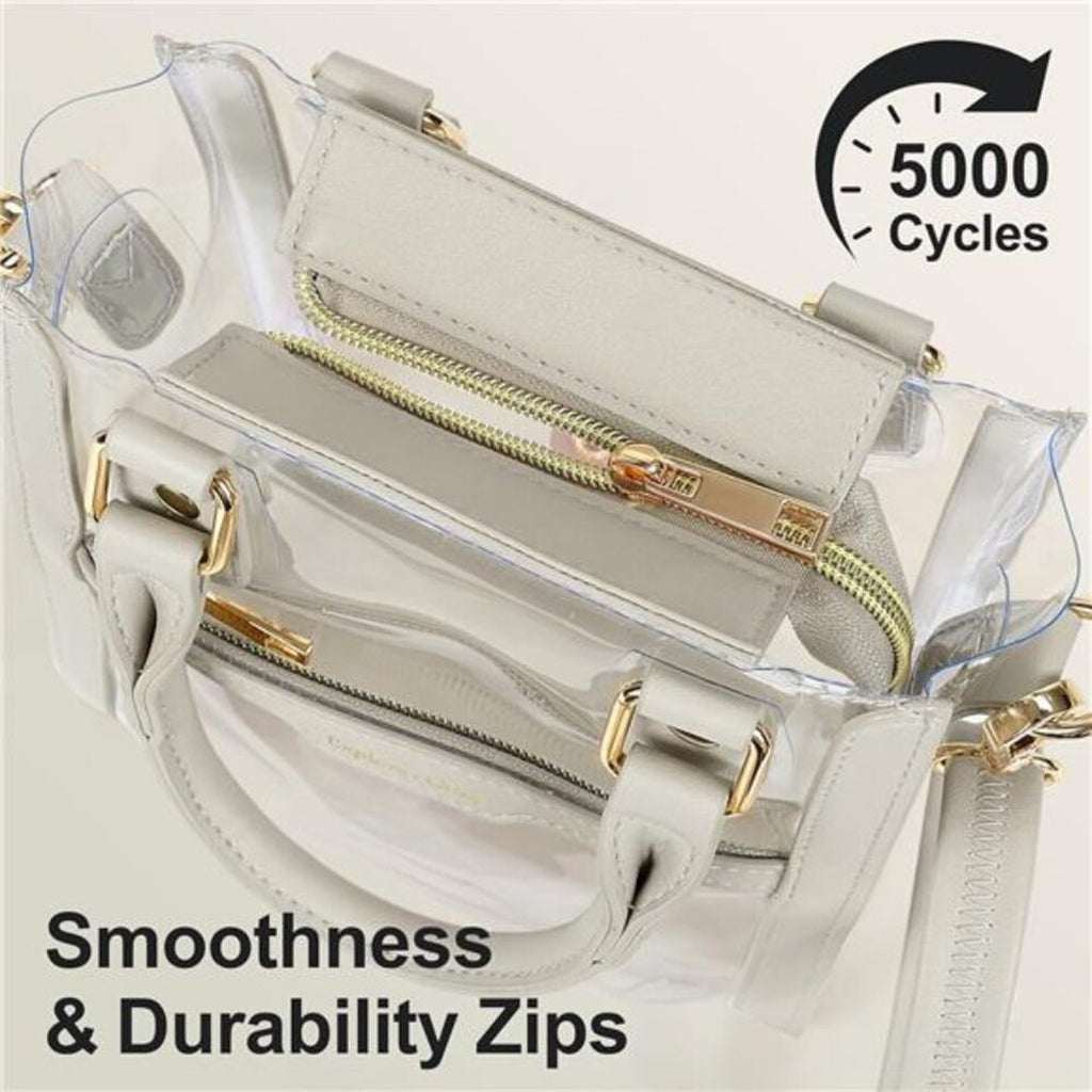 Clear Stadium-Approved Crossbody Bag Transparent Purse with Faux Leather Trim