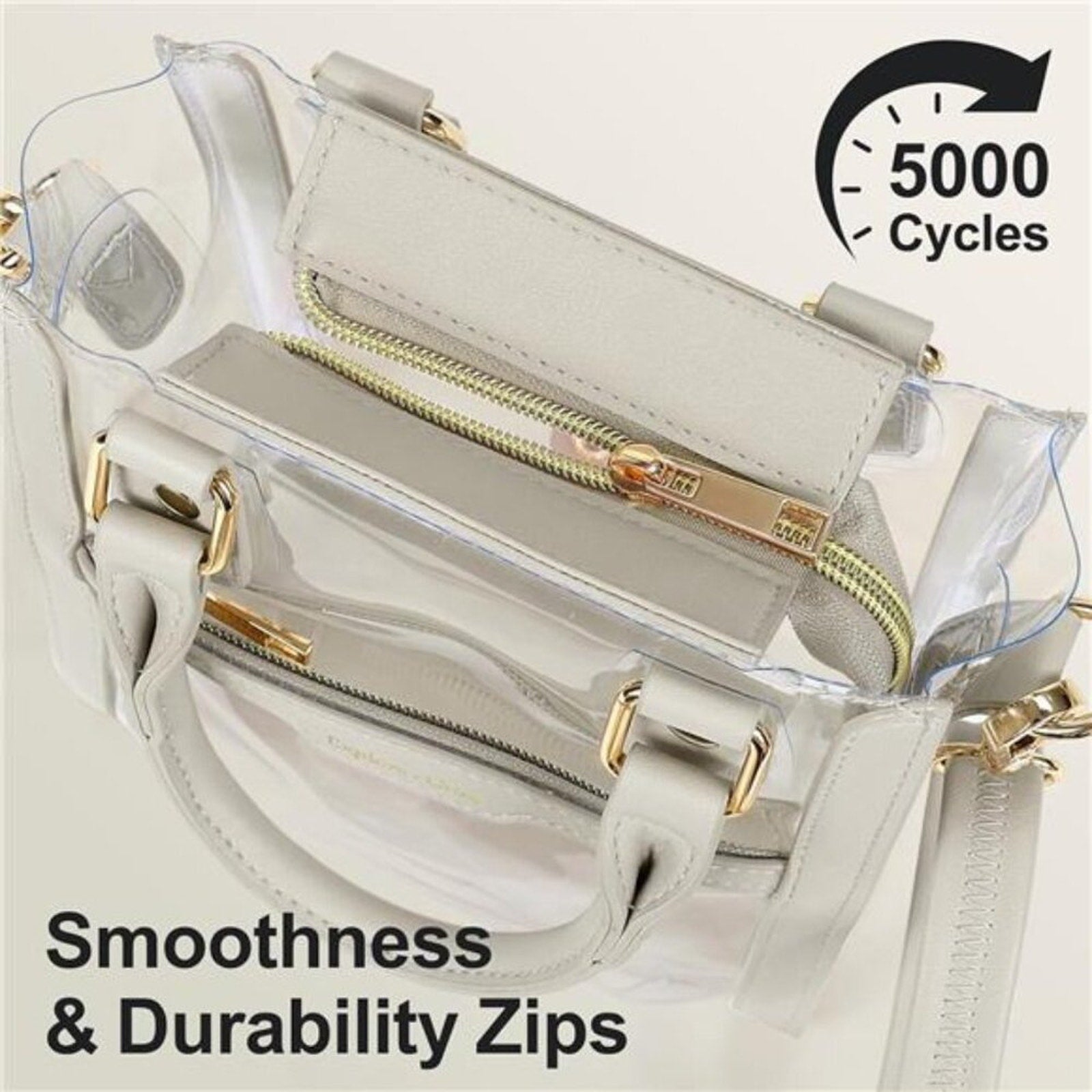 Clear Stadium-Approved Crossbody Bag Transparent Purse with Faux Leather Trim