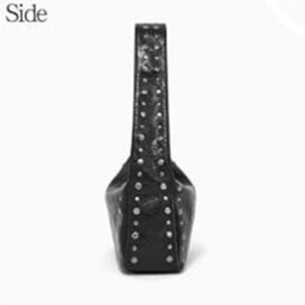 Black Studded Y2K Shoulder Bag for Women Small Vegan Leather Purse Chic