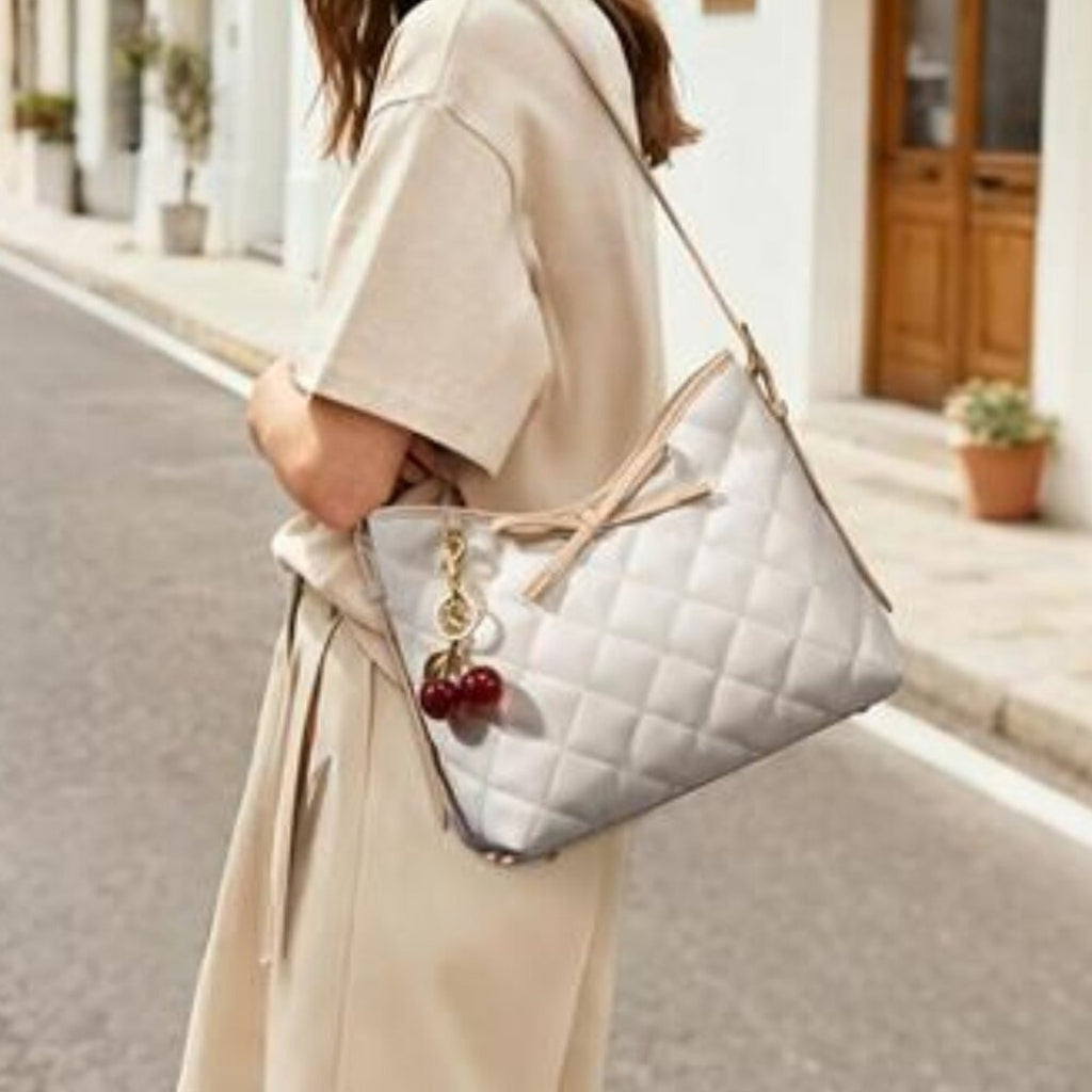 White Purse for Women – Soft Leather Quilted Hobo Handbag Crossbody Shoulder Bag