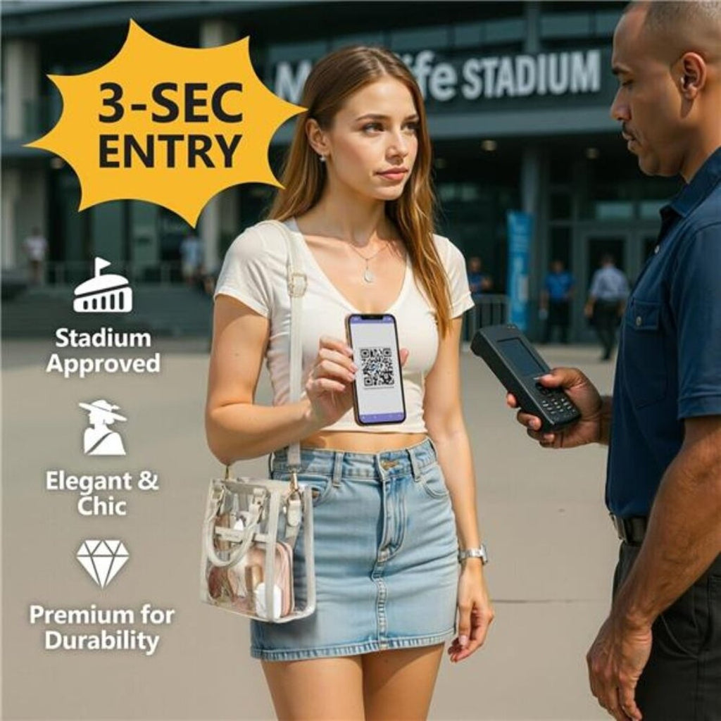 Clear Stadium-Approved Crossbody Bag Transparent Purse with Faux Leather Trim