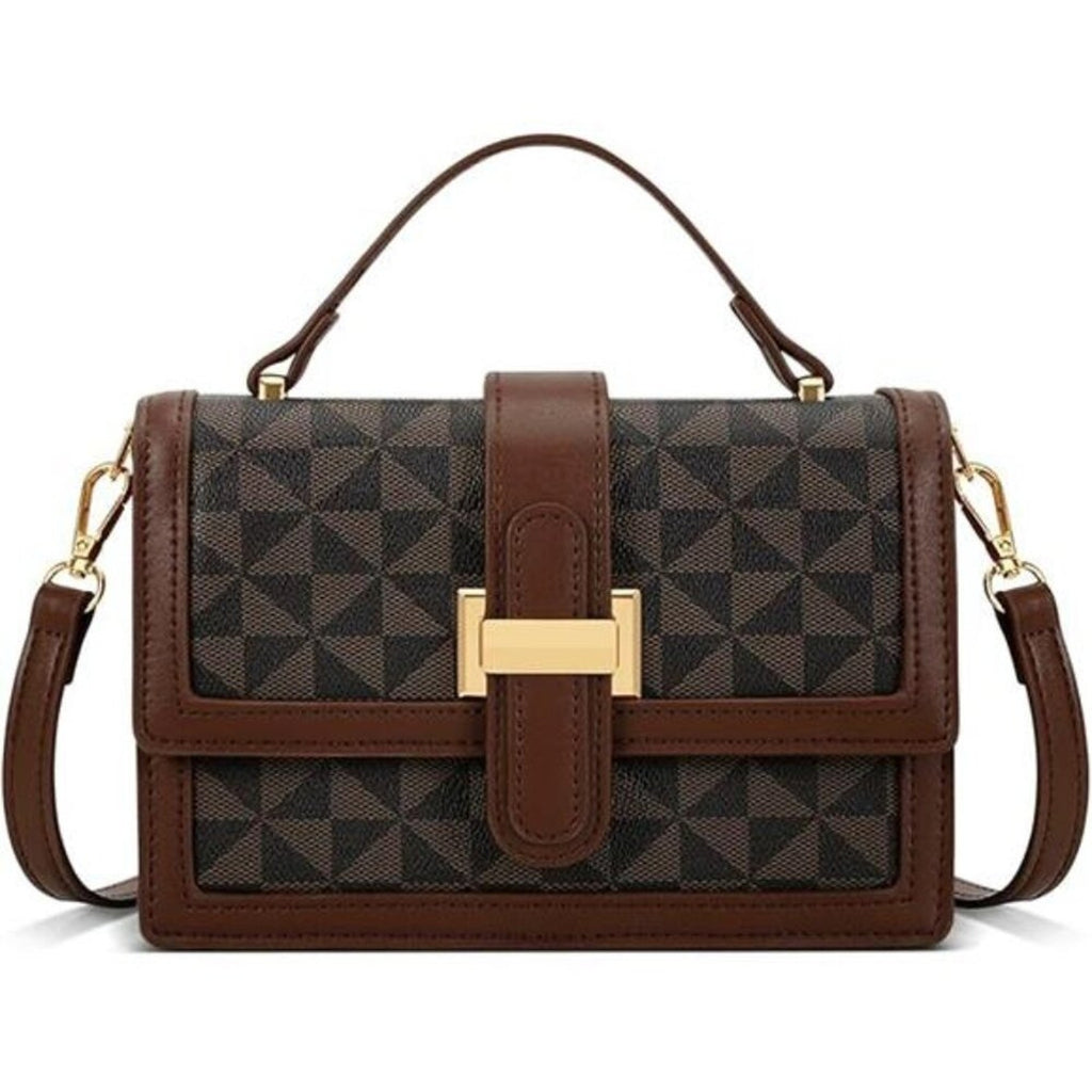 Crossbody Bags Top Handle Purses for Lady, Brown Vegan Leather Women's Handbags