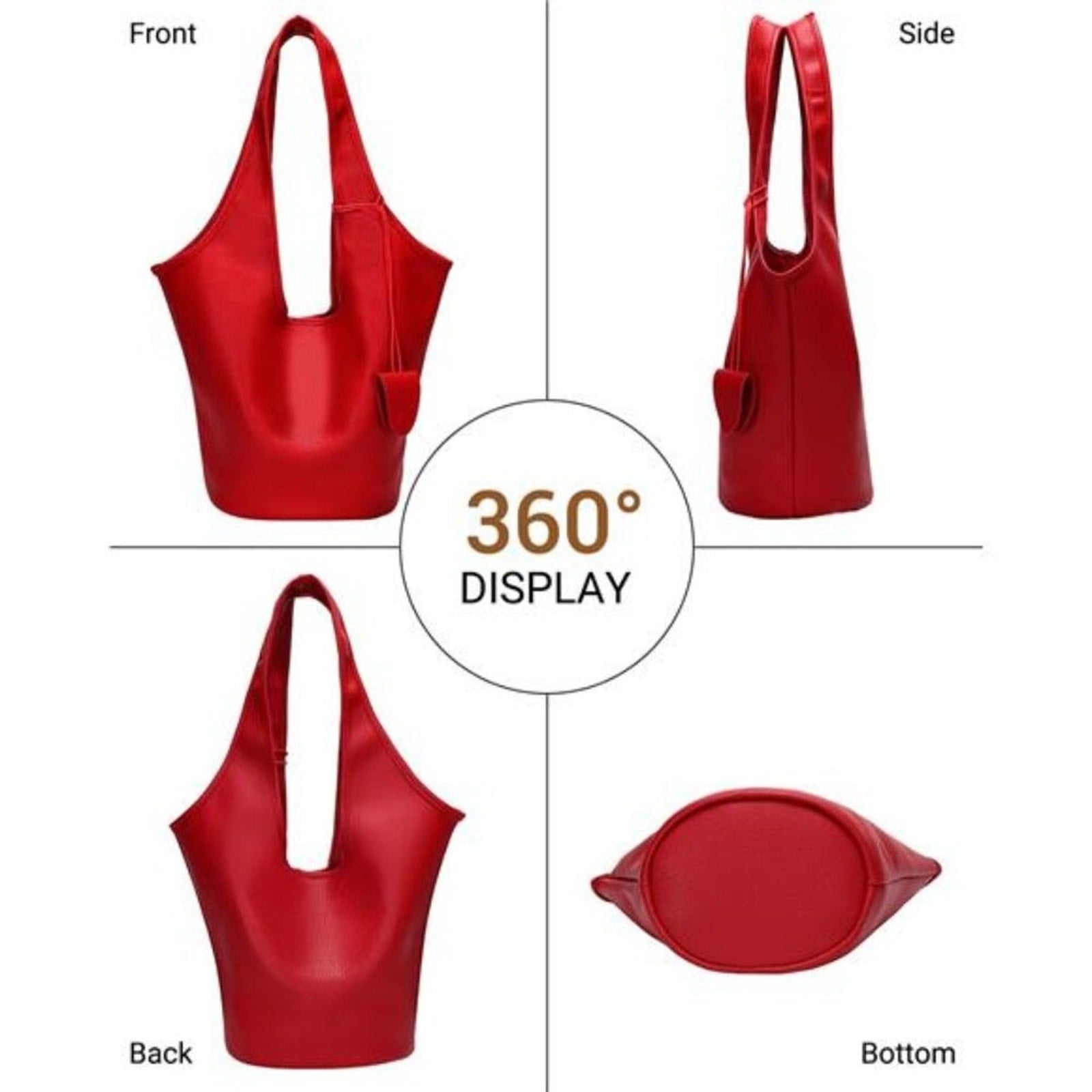 Herald Slouchy Hobo Bags for Women 2PCS Vegan Leather Large Capacity Shoulder