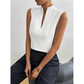 Women's Deep V Neck Sleeveless Work White Tops Ta Tops Blouses Business Casual