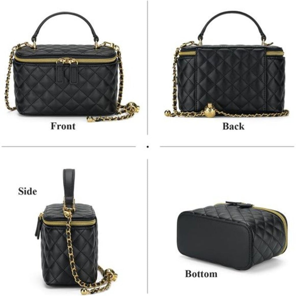 Mini Quilted Box Crossbody Bags for Women, Small Square Designer Clutch Purses