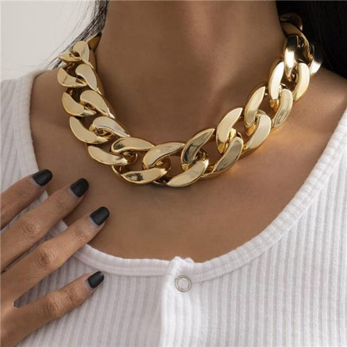 Acrylic Gold Tone  Chunky Chain Elegant Necklace Earrings Set