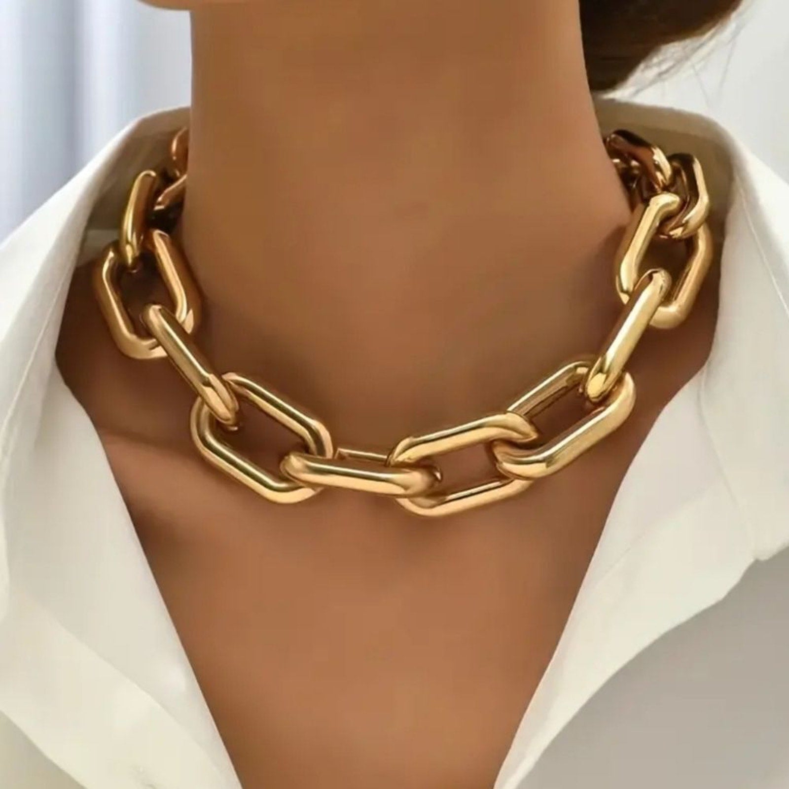 Chunky Chain Necklace Metal Punk Hip Hop Style