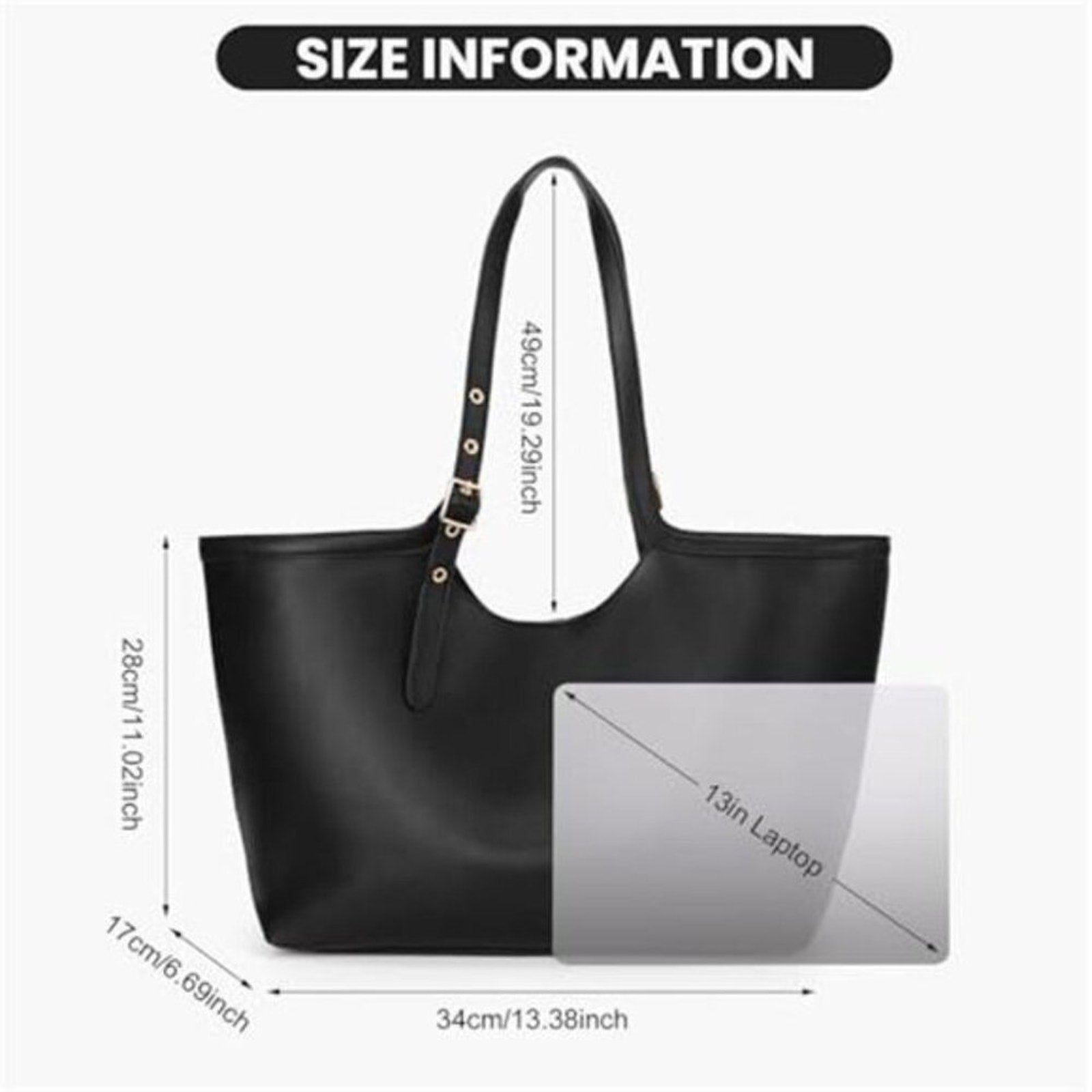Black Vegan Leather Tote Bag Cherry Charm Shoulder Handbag Large Capacity