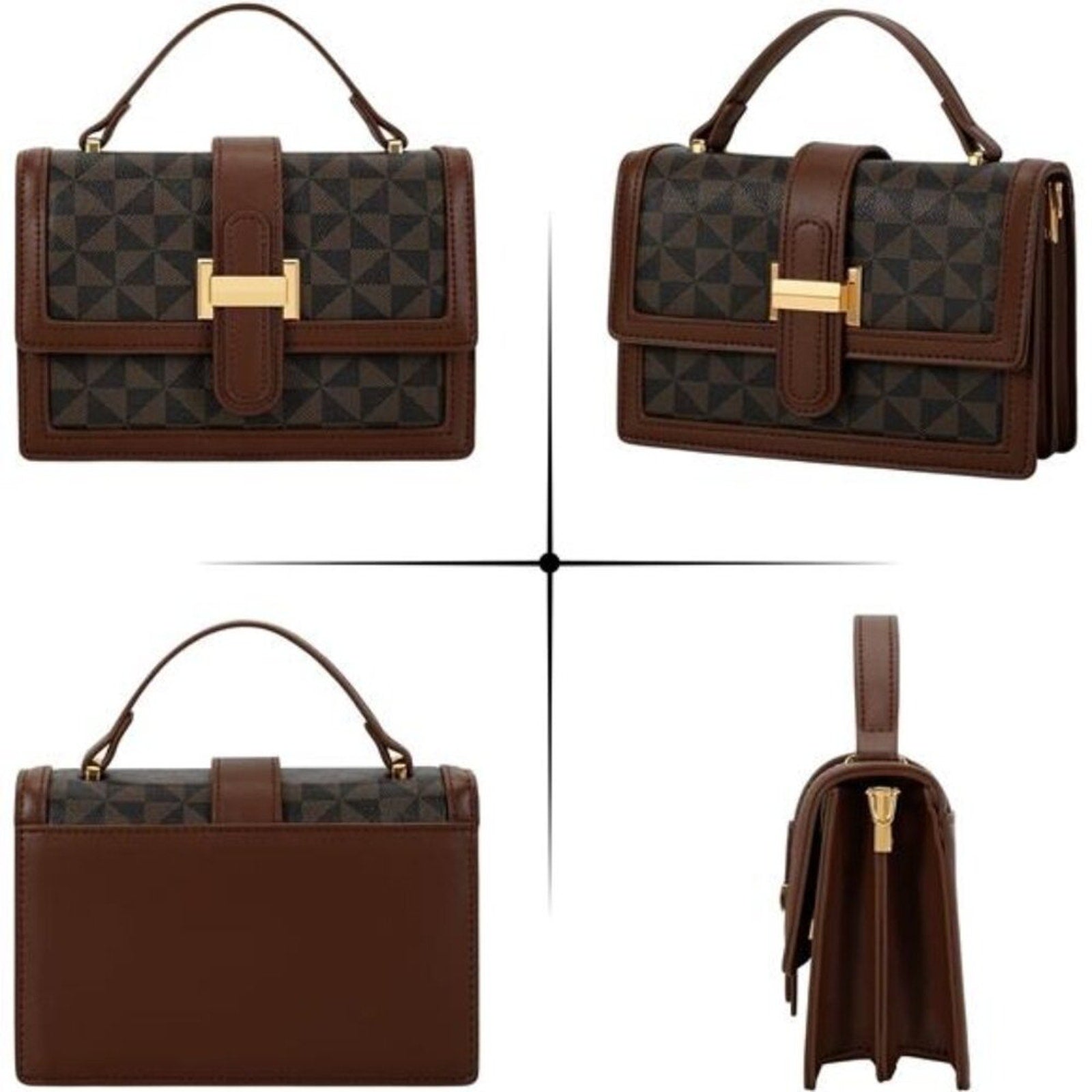 Crossbody Bags Top Handle Purses for Lady, Brown Vegan Leather Women's Handbags