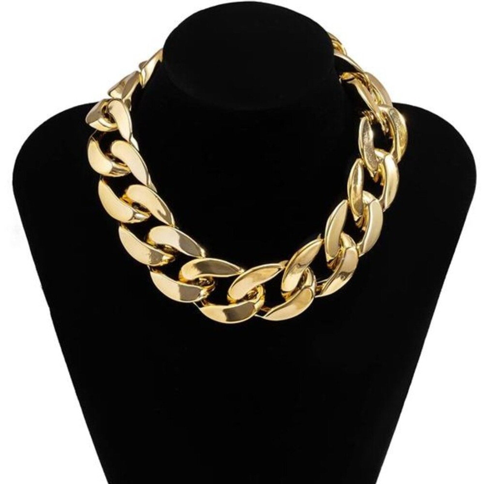 Acrylic Gold Tone  Chunky Chain Elegant Necklace Earrings Set